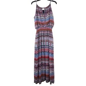 Enfocus Studio Women's Size 12 Bohemian Maxi Dress Tribal Print Spaghetti Straps